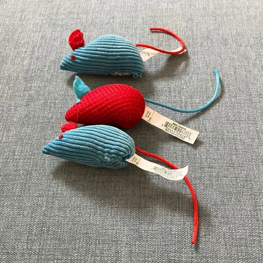 Three Well-Loved Cat Mouse Toys